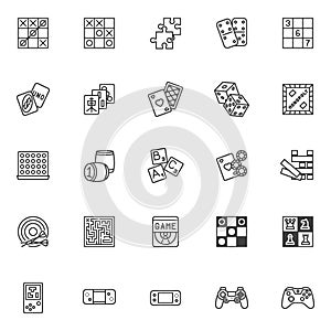 Board games line icons set