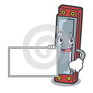 With board harmonica character cartoon style
