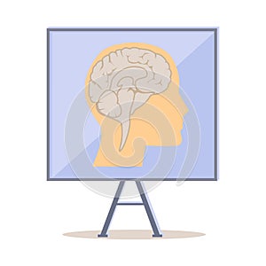 Board with Human Head Silhouette And Brain Vector