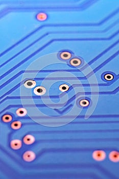 Board inside a computer hard drive closeup