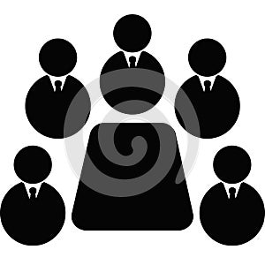 Board meeting icon on white background. boardroom sign. director meeting symbol . flat style