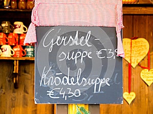 Board menu with austrian food