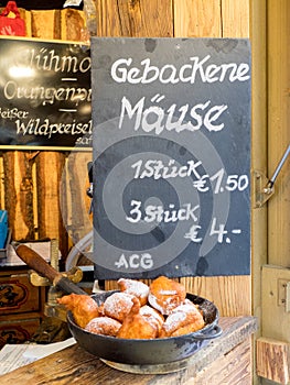 Board menu for Austrian traditional sweets