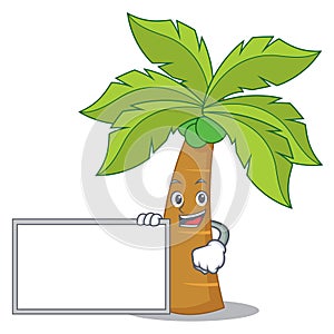 With board palm tree character cartoon