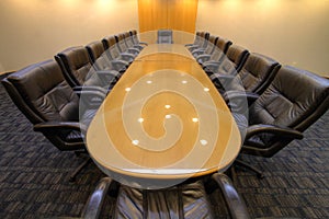 Board room table in conference room