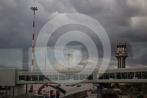 Boarding area in bad weather