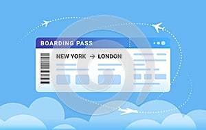 Boarding pass concept vector illustration of a big aircraft boarding ticket