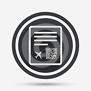 Boarding pass flight sign icon. Airport ticket.