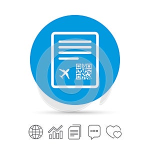 Boarding pass flight sign icon. Airport ticket.