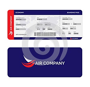 Boarding pass template isolated on white background.