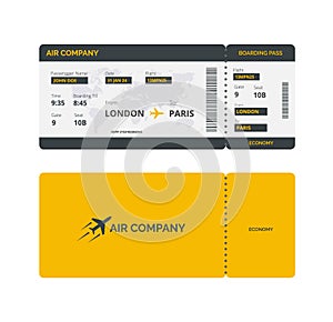 Boarding pass template isolated on white background.