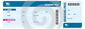 Boarding pass template. Plane ticket. Transport card