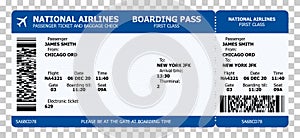 Boarding pass template with sample text and qr code. Air travel concept for travel design or business meetings. Vector paper