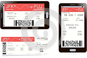Boarding pass ticket on smartphone screen