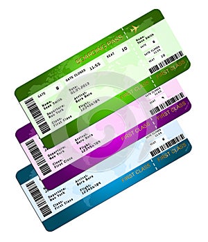 Boarding pass tickets isolated over white