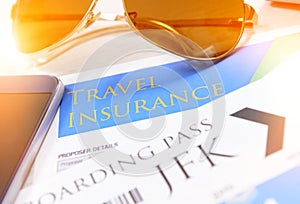 Boarding pass tickets and travel insurance
