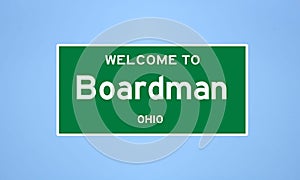Boardman, Ohio city limit sign. Town sign from the USA.
