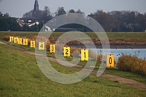 Boards with the lane number at the Willem Alexanderbaan row facility