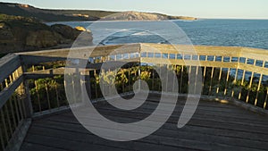 Boardwalk on Great Ocean Road in Torquay Australia, dolly in