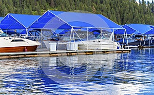 Boardwalk Marina Piers Boats Reflection Lake Coeur d`Alene Idaho