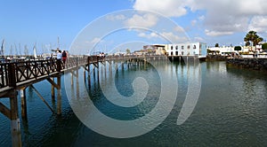 Boardwalk at  Marina Rubicon port at Playa Blanca in Canary Islands photo