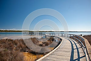 Boardwalk or observation deck for viewing ancient Thrombolites at Lake Clifton, West Australia