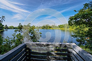 Boardwalk of round lake park in Oviedo Florida