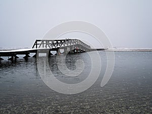 The Boardwalk in Sandwich Massachusetts During a Snow Storm