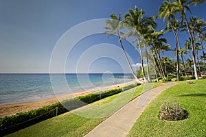 Boardwalk to Ulua Beach, south shore of Maui, Hawaii photo