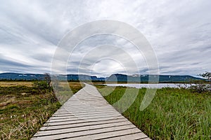 Boardwalk to Western Brook Pond in Gros Morne National Park, Newfoundland