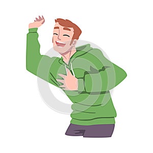 Boastful Guy Demonstrating his Muscles Cartoon Vector Illustration