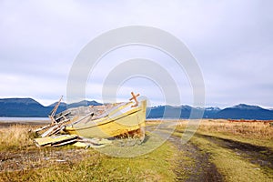 Boat abandoned ashore.