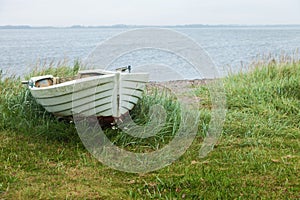 Boat aground on the lawn