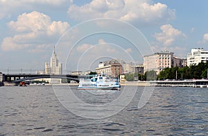The boat Alina tango on the river Moscow. photo
