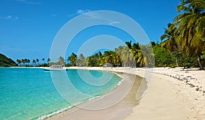 Boat at Anchor in Caribbean Harbor