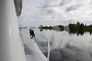 Boat at anchor in tranquil bay