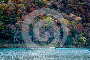 à¸ºBoat around Togetsukyo Bridge in Arashiyama