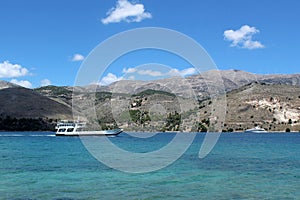 Boat arrives in the lagoon