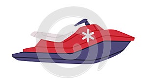 Boat as Ambulance Emergency Rescue Service Vehicle and Medical Care Transport Vector Illustration