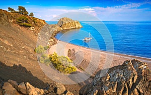 Boat in a bay of Cirali beach