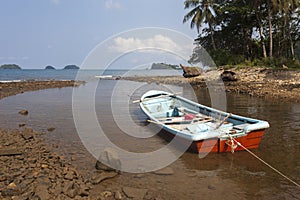 Boat in the Bay of Tropical Island