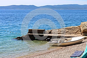 Boat on the Beach in Brela, Croatia