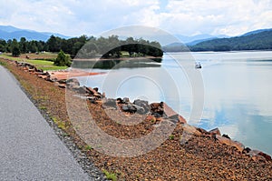 Boat, beach, Chatuge lake