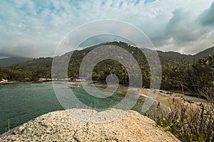 Boat in beach in Colombia, Caribe photo