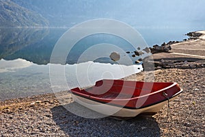 Boat on the beach early in the morning