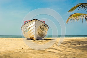 A boat on the beach in The Gambia, West Africa