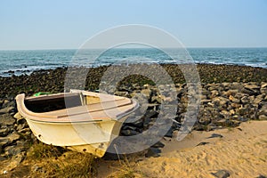 A boat on the beach in The Gambia, West Africa