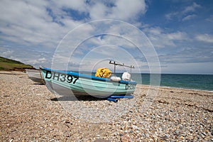 Boat on the beach at Hallsands, Devon