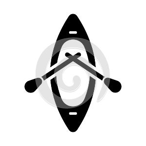 Boat, beach kayak black icon is on isolated white background