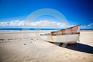 Boat on an a beach in Mozambique